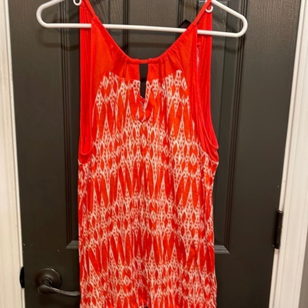 ANN TAYLOR Orange and White Tank‎ Top Aztec Gauze Size Large